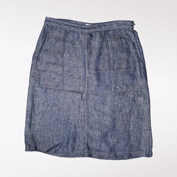 Steven Alan Blue Chambray Linen Skirt Lightweight Made In USA Size 6 - Picture 1 of 8